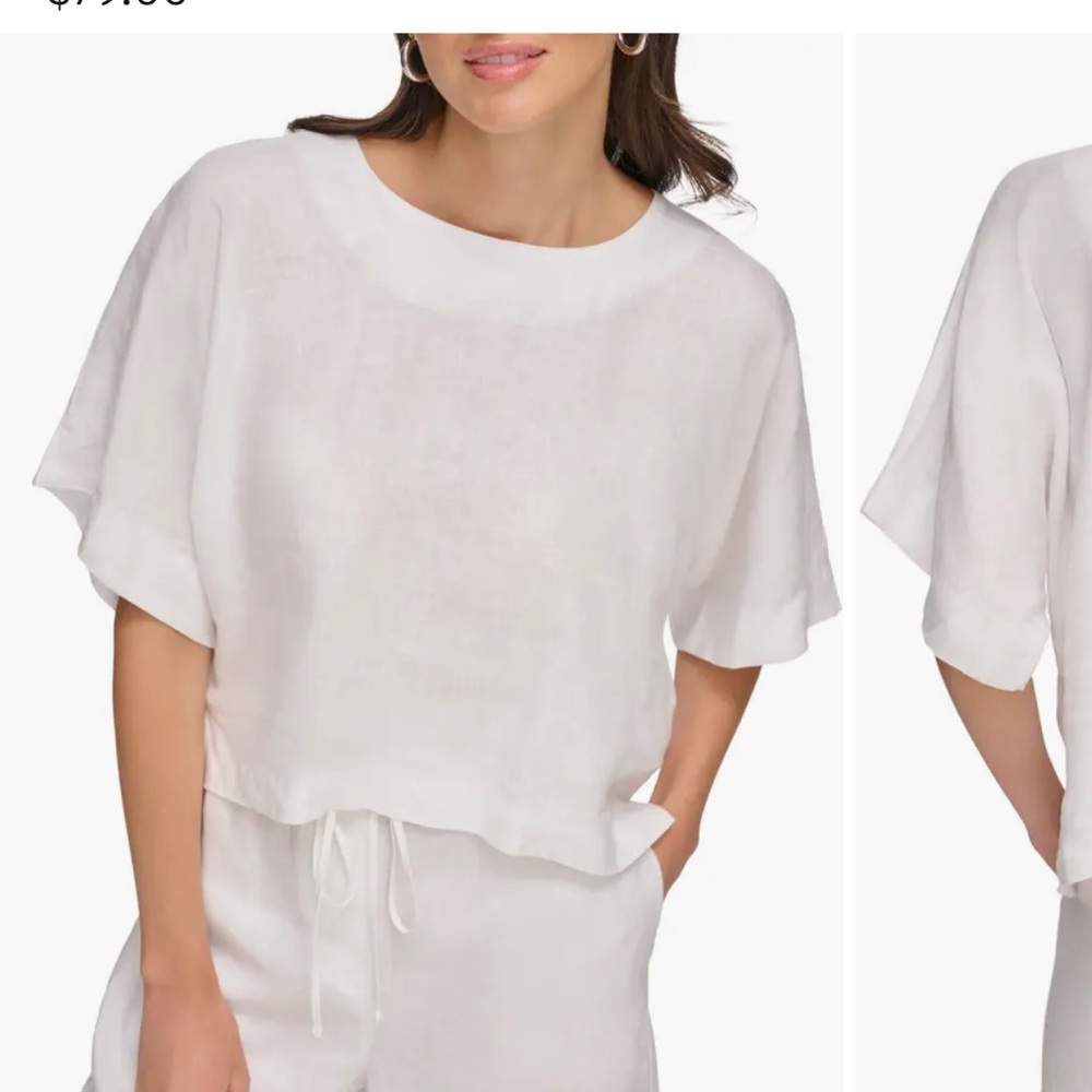 DKNY linen blouse in white